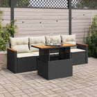 Loungeset 5-delig poly rattan acacia zwart