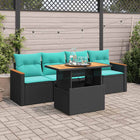 5-Piece Loungeset with Cushions Poly Rattan Black