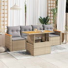 Loungeset 5-delig poly rattan acaciahout beige