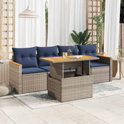 Loungeset 5-delig poly rattan grijs