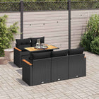 Loungeset poly rattan acacia 6-delig zwart
