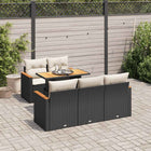 Loungeset 6-delig poly rattan acacia zwart
