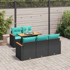 6-piece Lounge Set with Cushions Poly Rattan Black