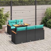 Loungeset 6-delig poly rattan zwart