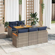 Loungeset 6-delig poly rattan grijs