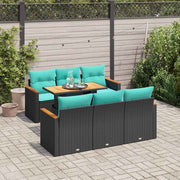 Loungeset 7-delig poly rattan zwart