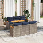7-piece Lounge Set with Cushions poly rattan grey