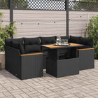 Loungeset 6-delig poly rattan acacia zwart