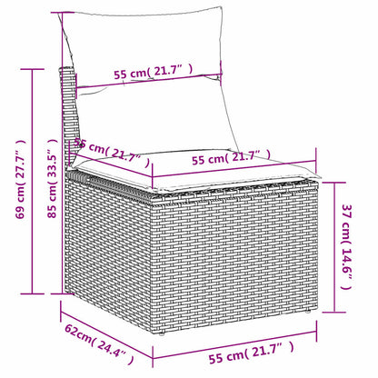 6-delige Loungeset met kussens poly rattan acacia zwart