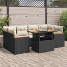 Loungeset 6-delig poly rattan acacia zwart