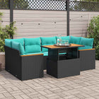 7-piece lounge set with cushions poly rattan black