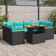 Loungeset 7-delig poly rattan zwart