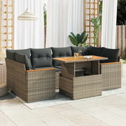 Loungeset 6-delig poly rattan acacia grijs