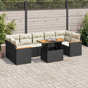 Loungeset 7-delig poly rattan acacia zwart