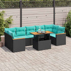 8-piece Lounge Set with Cushions Polyrattan Black