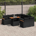 9-delige Loungeset met kussens poly rattan acacia zwart