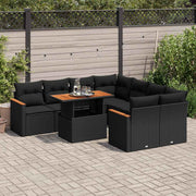 Loungeset 9-delig poly rattan acacia zwart