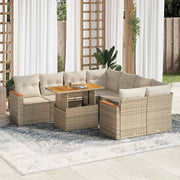 Loungeset 9-delig poly rattan acacia beige