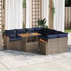 Loungeset 9-delig poly rattan grijs