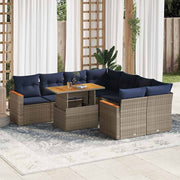 Loungeset 9-delig poly rattan grijs