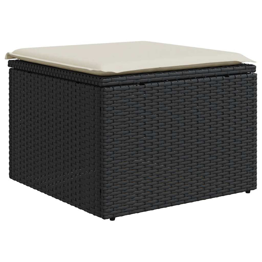 6-delige Loungeset met kussens poly rattan acacia zwart