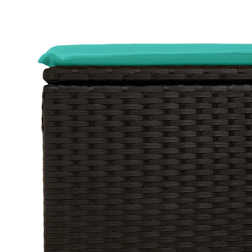 6-delige Loungeset met kussens poly rattan zwart