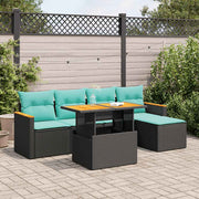 Loungeset 6-delig poly rattan zwart