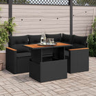 Loungeset 5-delig poly rattan acacia zwart