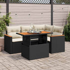 Loungeset 5-delig poly rattan acacia zwart