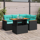 5-Piece Loungeset with Cushions Poly Rattan Black