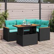 Loungeset 5-delig poly rattan zwart