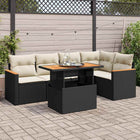 Loungeset 6-delig poly rattan acacia zwart