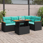 6-piece Lounge Set with Cushions Poly Rattan Black