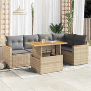 Loungeset 5-delig poly rattan acacia beige