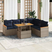 Loungeset 7-delig poly rattan grijs