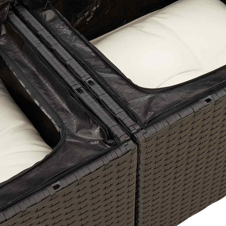 9-delige Loungeset met kussens poly rattan acacia zwart