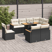 Loungeset 9-delig poly rattan acacia zwart