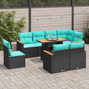 Loungeset 9-delig poly rattan zwart