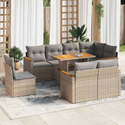 Loungeset 9-delig poly rattan acacia beige