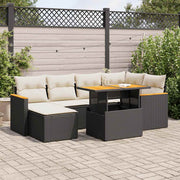 Loungeset 7-delig poly rattan acacia zwart