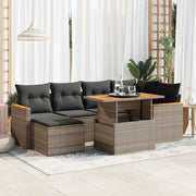 Loungeset 7-delig poly rattan acacia grijs