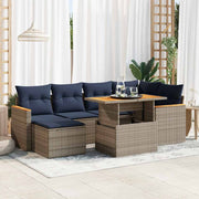 Loungeset 7-delig poly rattan grijs
