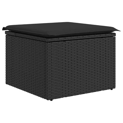 8-delige Loungeset met kussens poly rattan acacia zwart