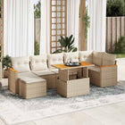 8-delige Loungeset met kussens poly rattan acacia beige