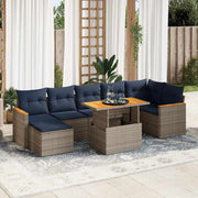 Loungeset 8-delig poly rattan grijs
