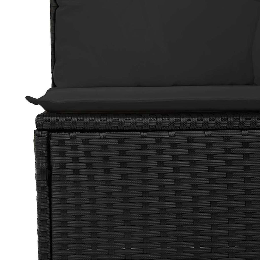 9-delige Loungeset met kussens poly rattan acacia zwart