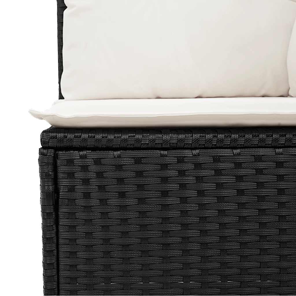 9-delige Loungeset met kussens poly rattan acacia zwart
