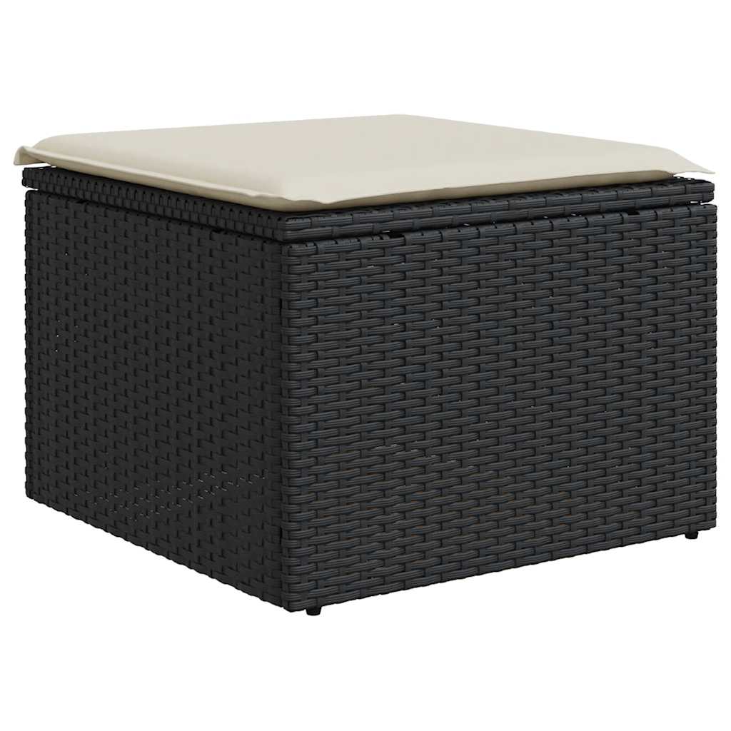 9-delige Loungeset met kussens poly rattan acacia zwart