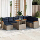9-piece Loungeset with cushions poly rattan grey