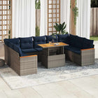 10-piece Lounge Set with Cushions Poly Rattan Grey